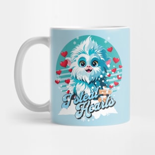 Cute Yeti With Hearts Valentines Day I Steal Hearts Mug